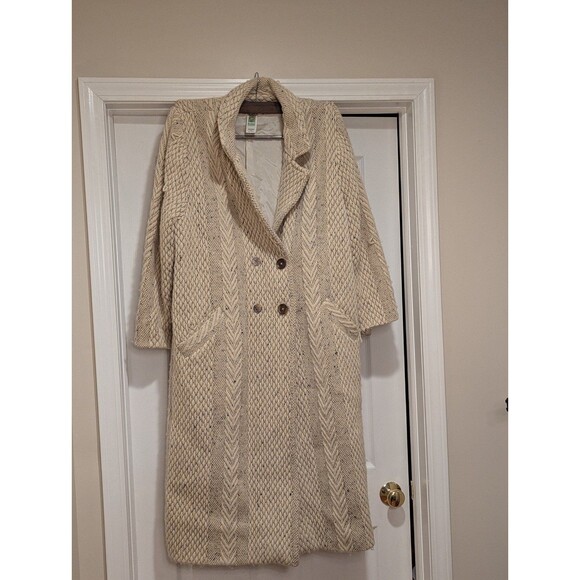 Vintage Branigan Weavers Size Medium Wool Crochet Long Sweater Jacket Ireland - Picture 5 of 11